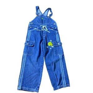 VtG 90s Looney Tunes Denim Overalls Tweety Bird Kids 7/8 Unisex Cargo Embroidery